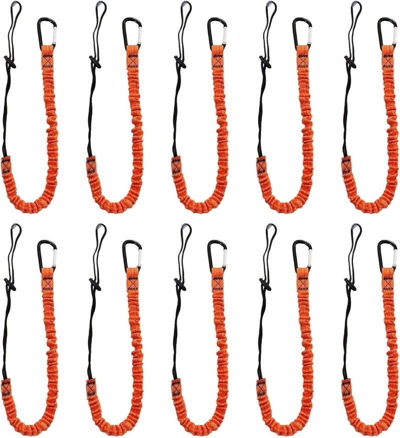 Carivia 10pcs Retractable Tool Lanyards for Hand Tools with Carabiner and Adjustable Loop End, Extendable Length 31.5 "-43.3", Aluminum Screw Lock Carabiner with Shock Cord Stopper - Image 1